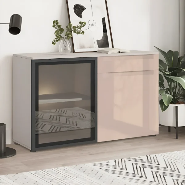 Kommode Beta Griff Flex 1 Meter aus MDF Cappuccino für das Wohnzimmer