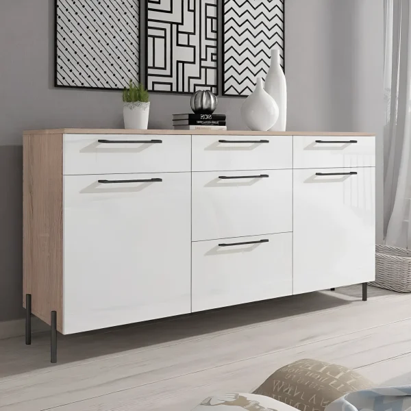 Handleless Chest of Drawers Flex 1.5 m with Chipboard Facades White for the Hallway