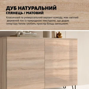 Стильный комод без ручек Flex 1.2 м с глянцевыми фасадами из ДСП под Дуб сонома, имитирующий натуральное дерево. Идеален для хранения обуви.