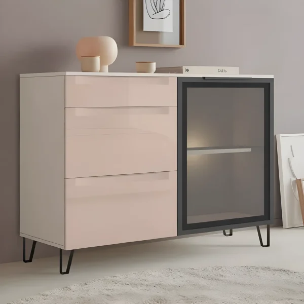 Kommode Schrank Flex 1 m mit MDF-Fronten Cappuccino für das Wohnzimmer