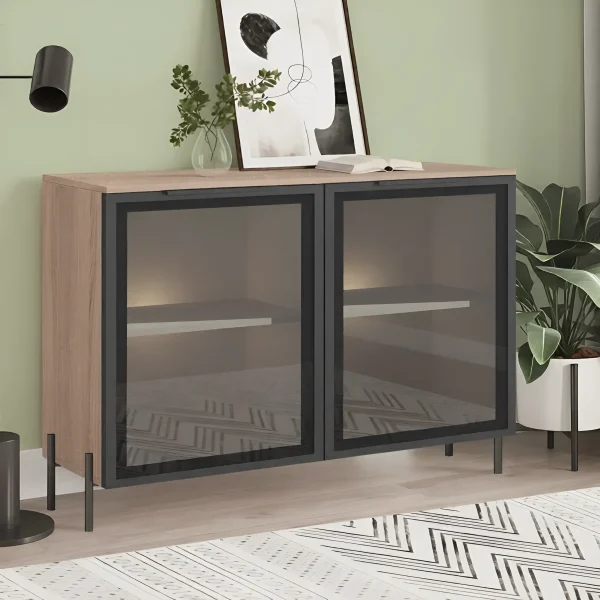 Kommode Buffet Flex 1200 mm Glas Sonoma Eiche für Geschirr