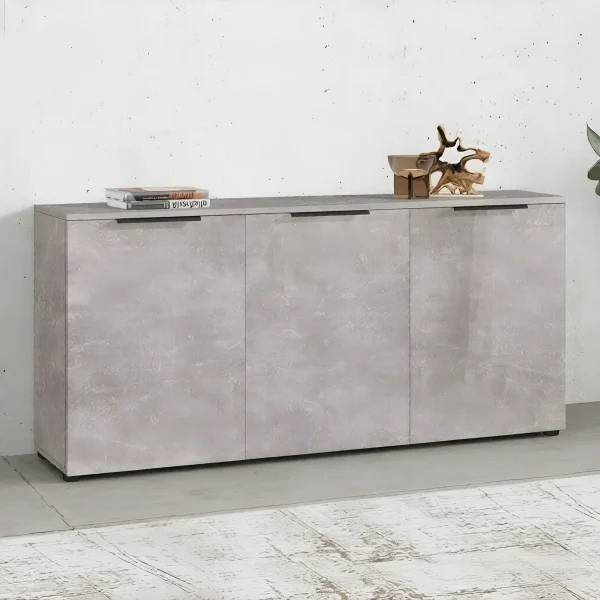 Flex 1,5 m Organizer-Kommode, Spanplatte, helle Betonfront für Schuhe