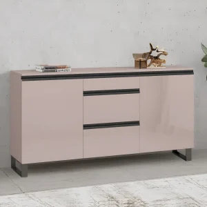 Комод с 3 ящиками Flex 150 см, цвет Тоффи, глянцевые ДСП фасады. Идеален для гардеробной, стильный дизайн, функциональное хранение.
