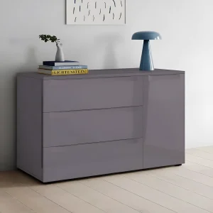 Графитовый комод Flex 1.2 м из МДФ с тремя вместительными ящиками для белья, современный дизайн.