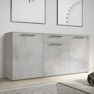 Стильный комод-тумба Flex 150 см с фасадом под бетон светлый, идеальное решение для современной гостиной.