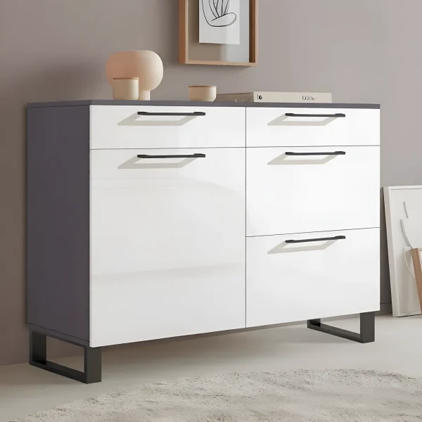 Kommode Flex 1,2 m mit weißen Spanplattenfronten für das Schlafzimmer