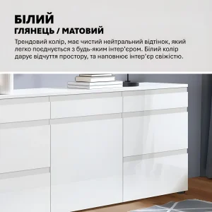Белая глянцевая тумба Флекс 1,5 метра с ящиками и МДФ фасадом для прихожей, современный дизайн и функциональное хранение.