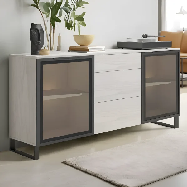 Custom-made Chest of Drawers Flex 1.5 m with Whitewashed Oak Chipboard Facades for the Living Room