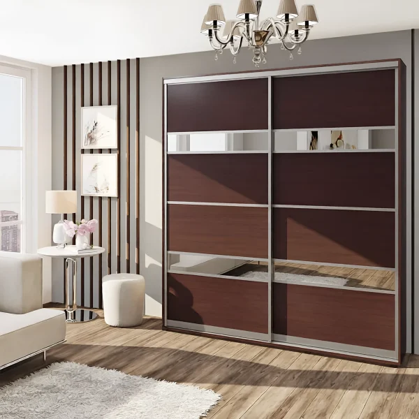 Schwebetürenschrank 2,0 Meter "Modell 5" 2-türig Farbe Wenge