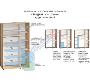 Шкаф-купе 1800 мм "Модель 4" 3 дверный дуб золотой - фото 4