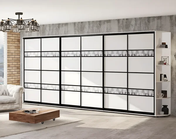 Schwebetürenschrank 5,2 m "Modell 5" 6-türig hell