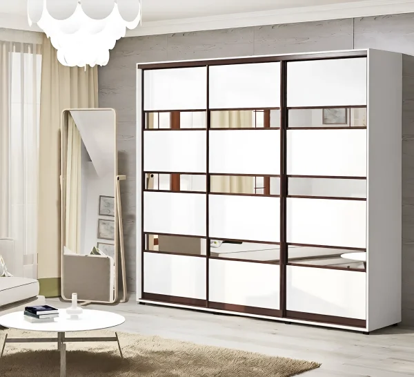Schwebetürenschrank 2,3 m "Modell 4" 3-türig hell