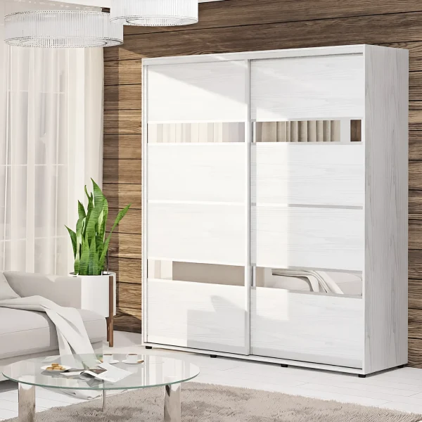 Schwebetürenschrank 1,9 m "Modell 5" 2-türig Eiche hell