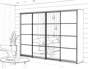 Шкаф купе 3.8 метра "Из 4-х частей" 4 дверный белого цвета - фото 2