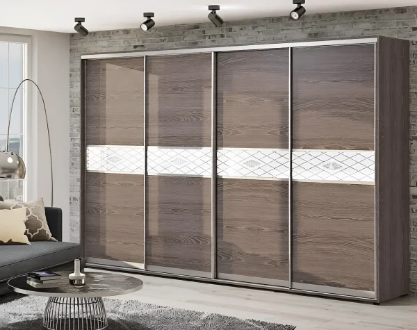 Sliding door wardrobe 3 meters "Model 2" 4-door truffle oak