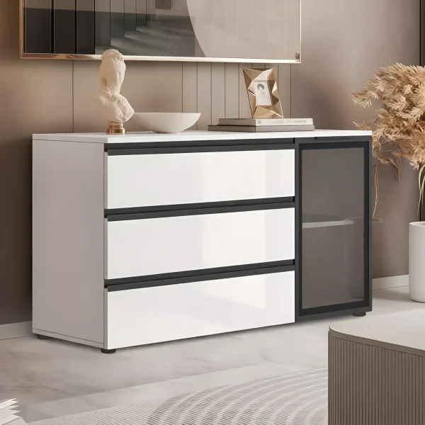 Schubladenkommode Flex 1200 mm aus weißem Spanplatten für Geschirr