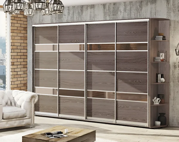 280 cm Sliding Wardrobe "Model 5" Four-Door Truffle Oak