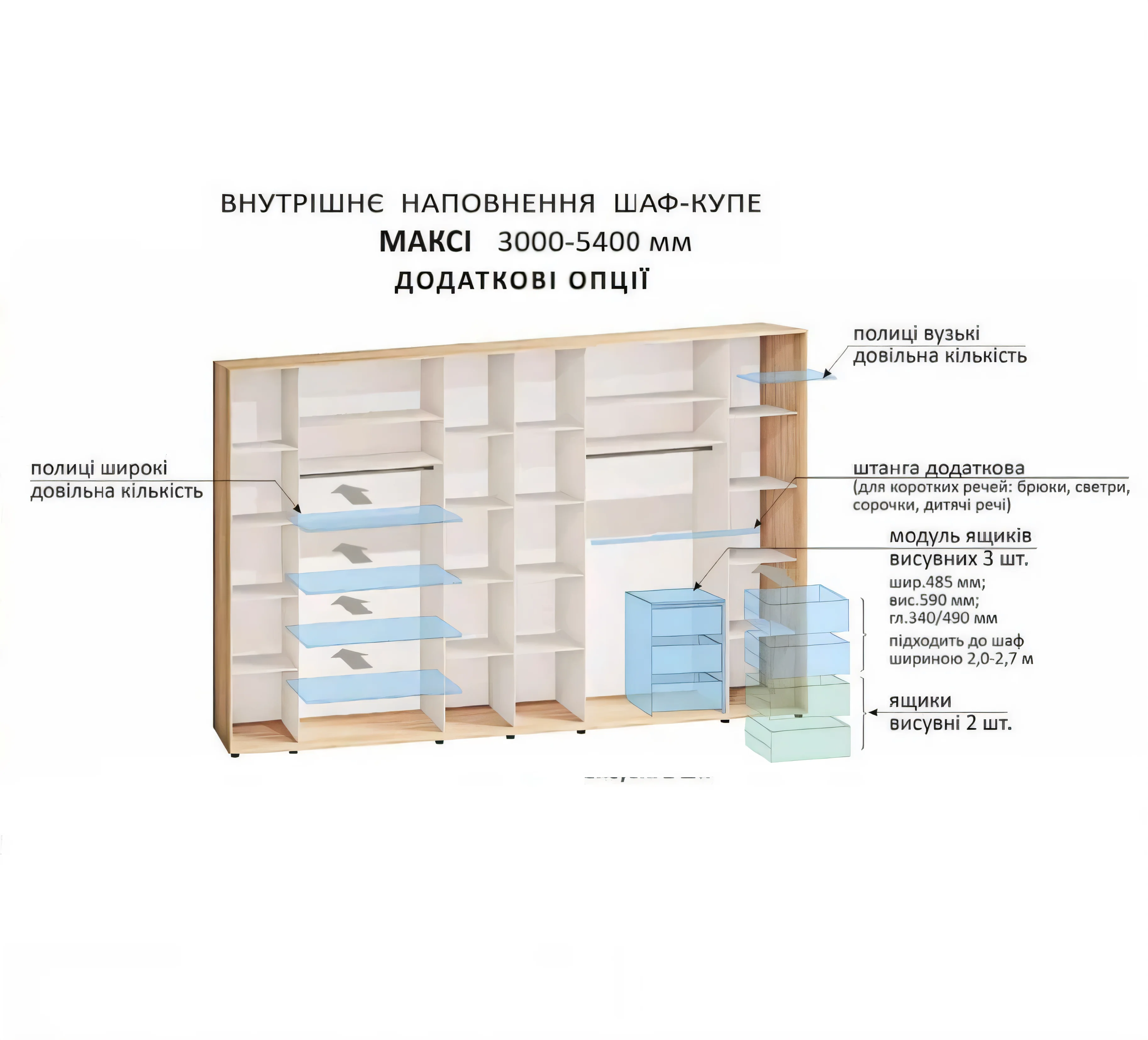 Шкаф купе 440 см "Модель 4" шестидверный дуб натуральный - фото