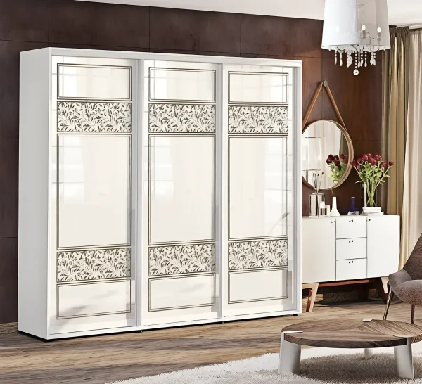Sliding Wardrobe 270 cm "Valencia" Glossy Three-Door White