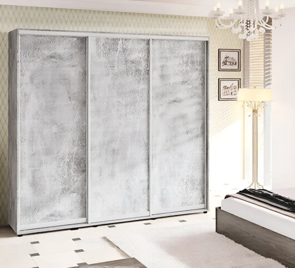 Sliding Wardrobe 2200 mm "Chipboard" 3-Door Light Concrete