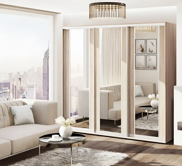 Sliding Wardrobe 2600 mm "Model 7" 3-Door Natural Oak