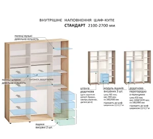 Шкаф-купе 2100 мм "Модель 8" 3 дверный дуб золотой - фото 4
