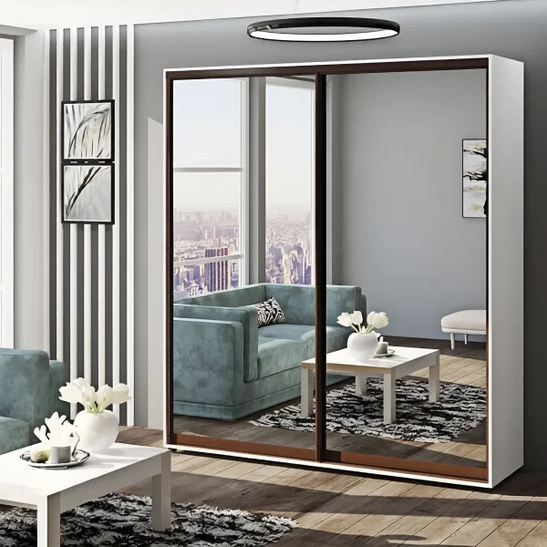 Sliding Wardrobe 2000 mm "Mirror" 2-Door White