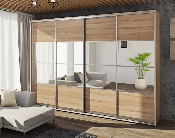 Sliding Wardrobe 3.6 m "Model 8" 4-Door Natural Oak