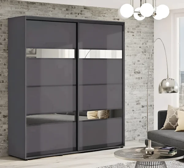 Schiebetürenschrank 2 m „Modell 5“ 2-türig Graphit