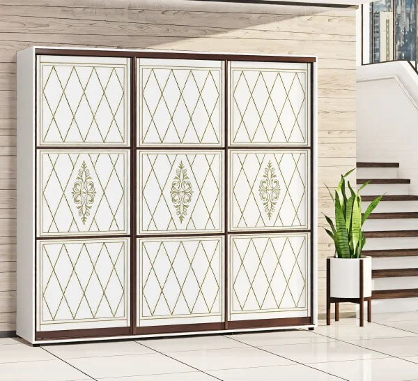 2.2 m Sliding Wardrobe "Venice" Glossy 3-Door White