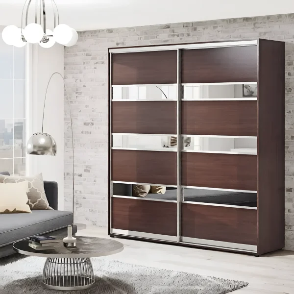 Schwebetürenschrank 1500 mm "Modell 4" zweitürig Farbe Wenge