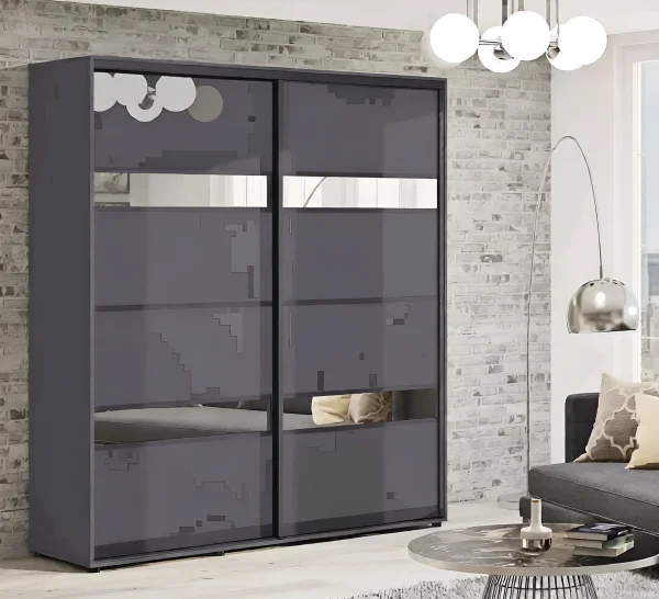 Sliding Wardrobe 1.4 m "Model 5" two-door in anthracite color