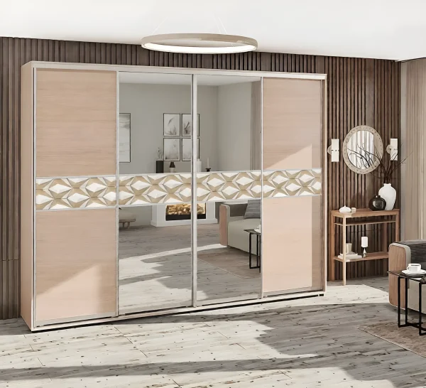 Sliding Wardrobe 2.8 m "Model 2" with mirror 4-door Sonoma Oak