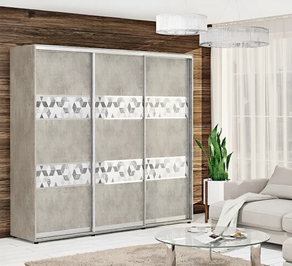 Sliding Wardrobe 2.5 meters "Model 3" Three-Door Light Concrete