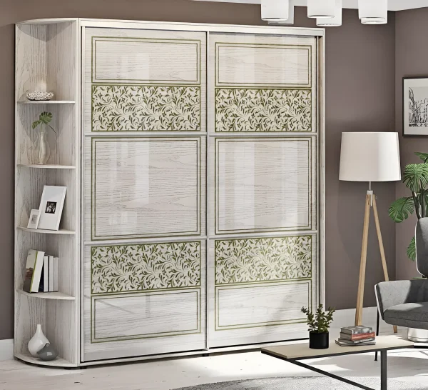Schwebetürenschrank 200 cm "Valencia" Glanz zweitürig Eiche hell