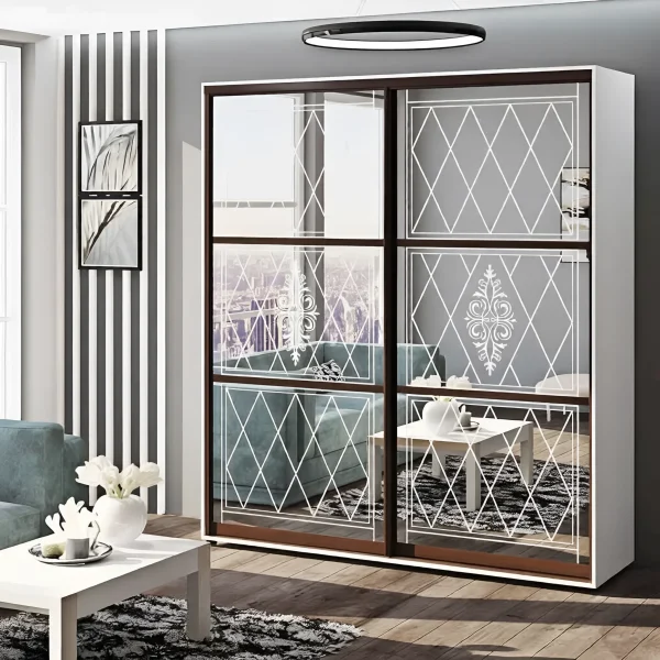 Sliding Wardrobe 2000 mm "Mirror" 2-door white