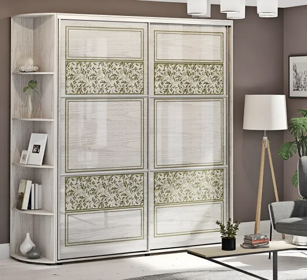 Schwebetürenschrank 160 cm "Valencia" Hochglanz zweitürig Eiche gebleicht