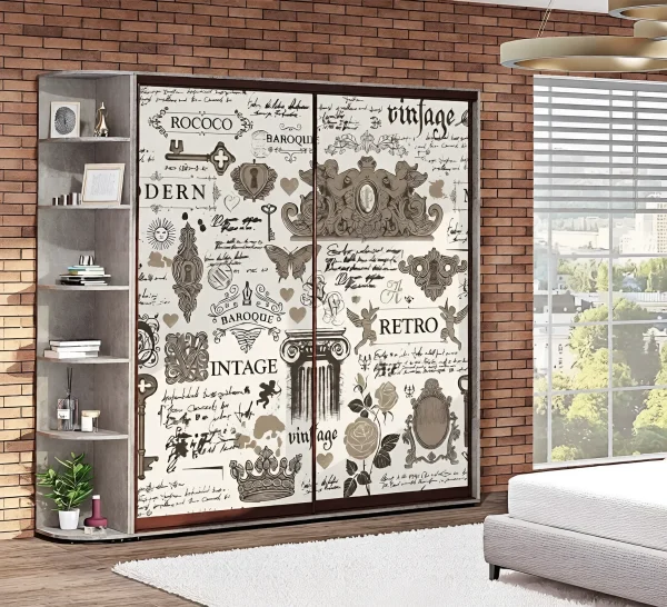 Schwebetürenschrank 1,9 Meter "Fotodruck-Glas" 2-türig hell