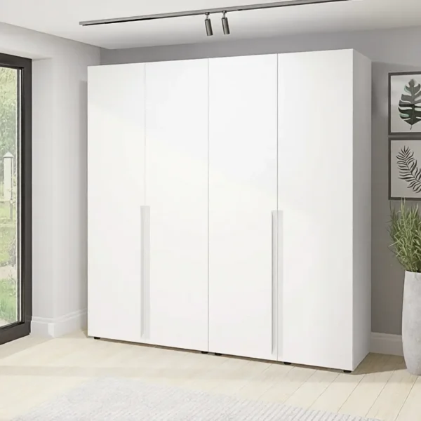 Large Flex Wardrobe 160 cm with MDF fronts White four-door