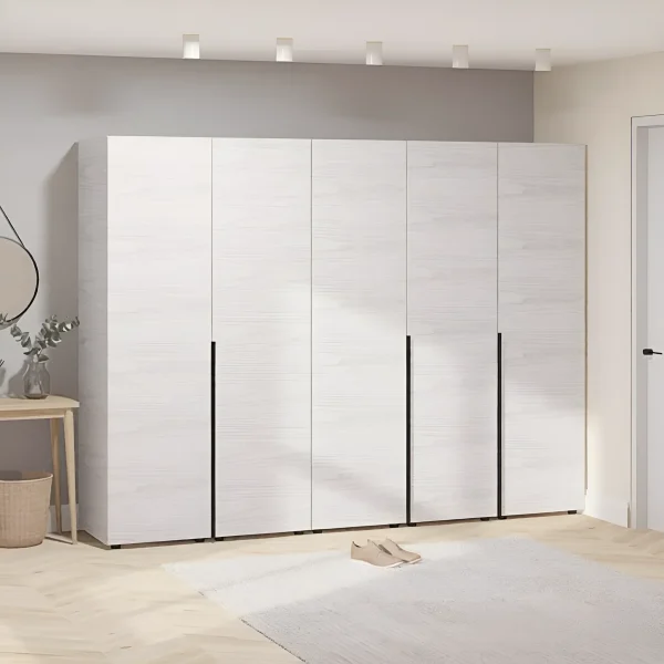 Flex 2.5m Wardrobe Cabinet, Chipboard, Whitewashed Oak Front for Living Room