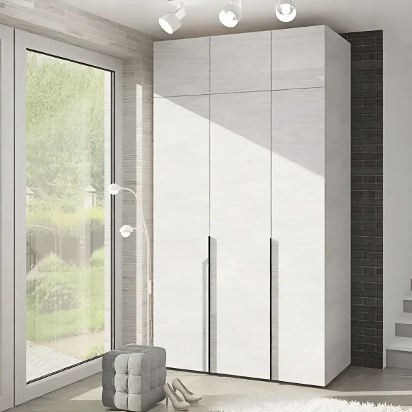 Kleiderschrank Flex 1,4m mit Spanplatten-Fronten in Gebleichter Eiche für Kleidung