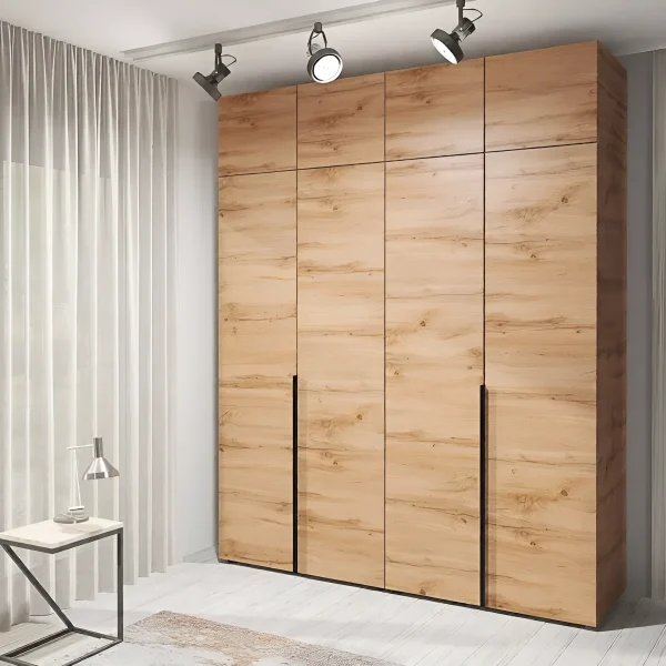 Ready-made Flex Wardrobe 1.6 m Chipboard facade Golden Oak 4-door