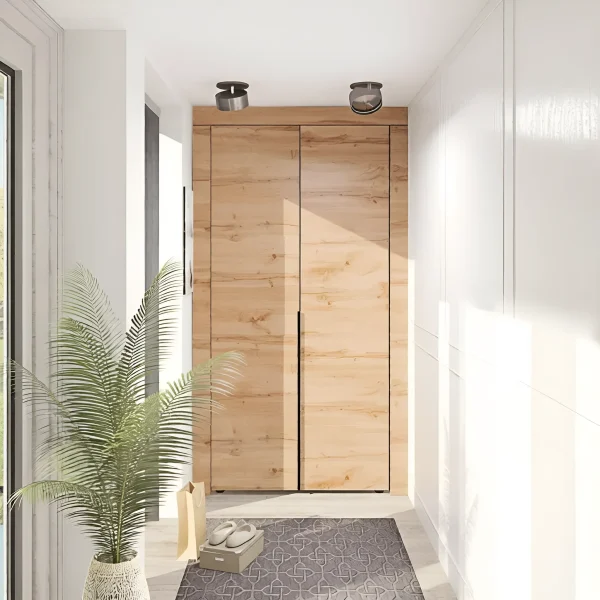 Fertiger Kleiderschrank Flex 0,8m Spanplatte mit Front in Appalachen-Eiche für den Balkon