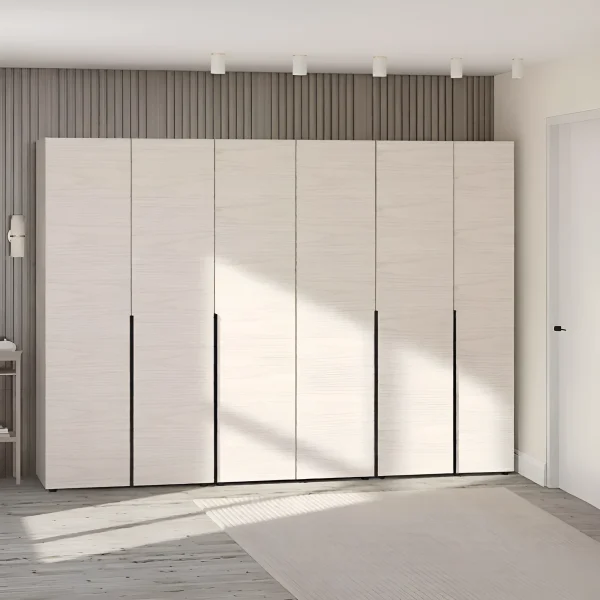 Modulschrank Flex 2,9 m mit Spanplatten-Fronten in Gebleichter Eiche für das Schlafzimmer