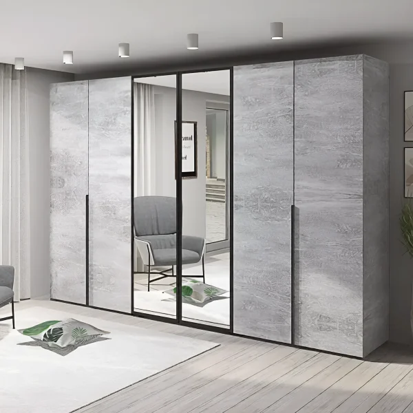 Modular Wardrobe Flex 3 m with Chipboard Facades Concrete 6-door