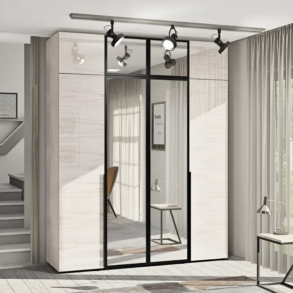 Flex 1.6 m Office Wardrobe with Bleached Oak Chipboard Fronts for Bedroom