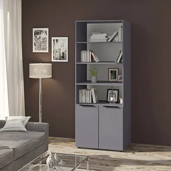 Büroschrank Flex 1 Meter Spanplatte Graphit-Front für den Flur
