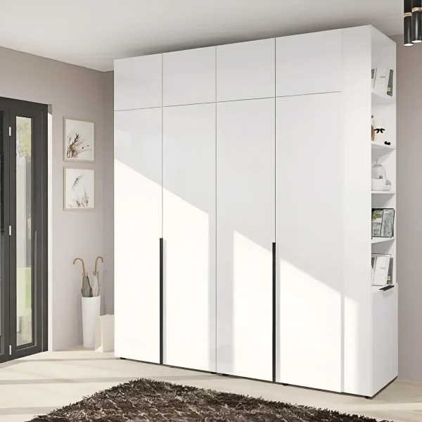Flex 2,0 Meter Drehtürenschrank mit weißen Spanplatten-Fronten für den Flur