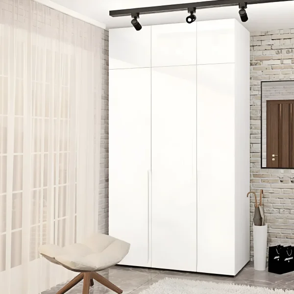 Drehtürenschrank Flex 140 cm mit weißen MDF-Fronten für Dokumente