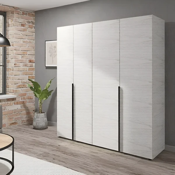 Flex Hinged Wardrobe 1.8m Chipboard Bleached Oak Facade for Documents